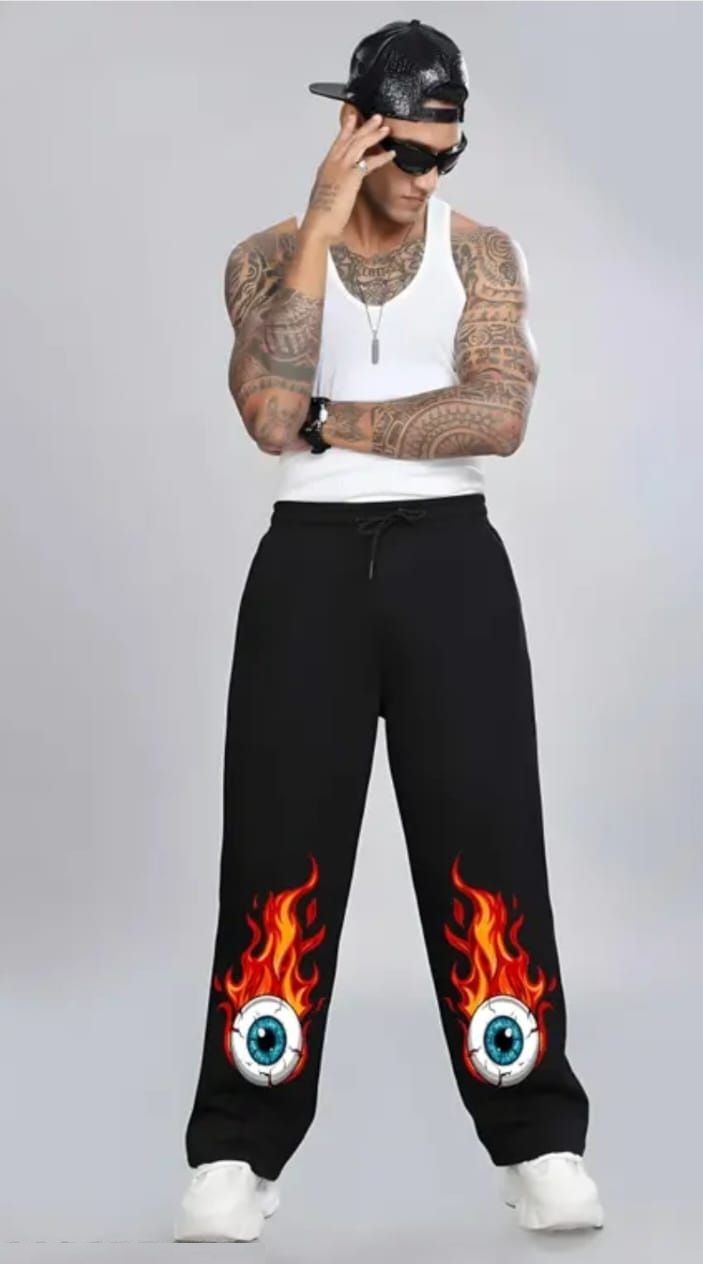 Men Regular Fit, Loose Fit Black Cotton Blend Trousers-image-13