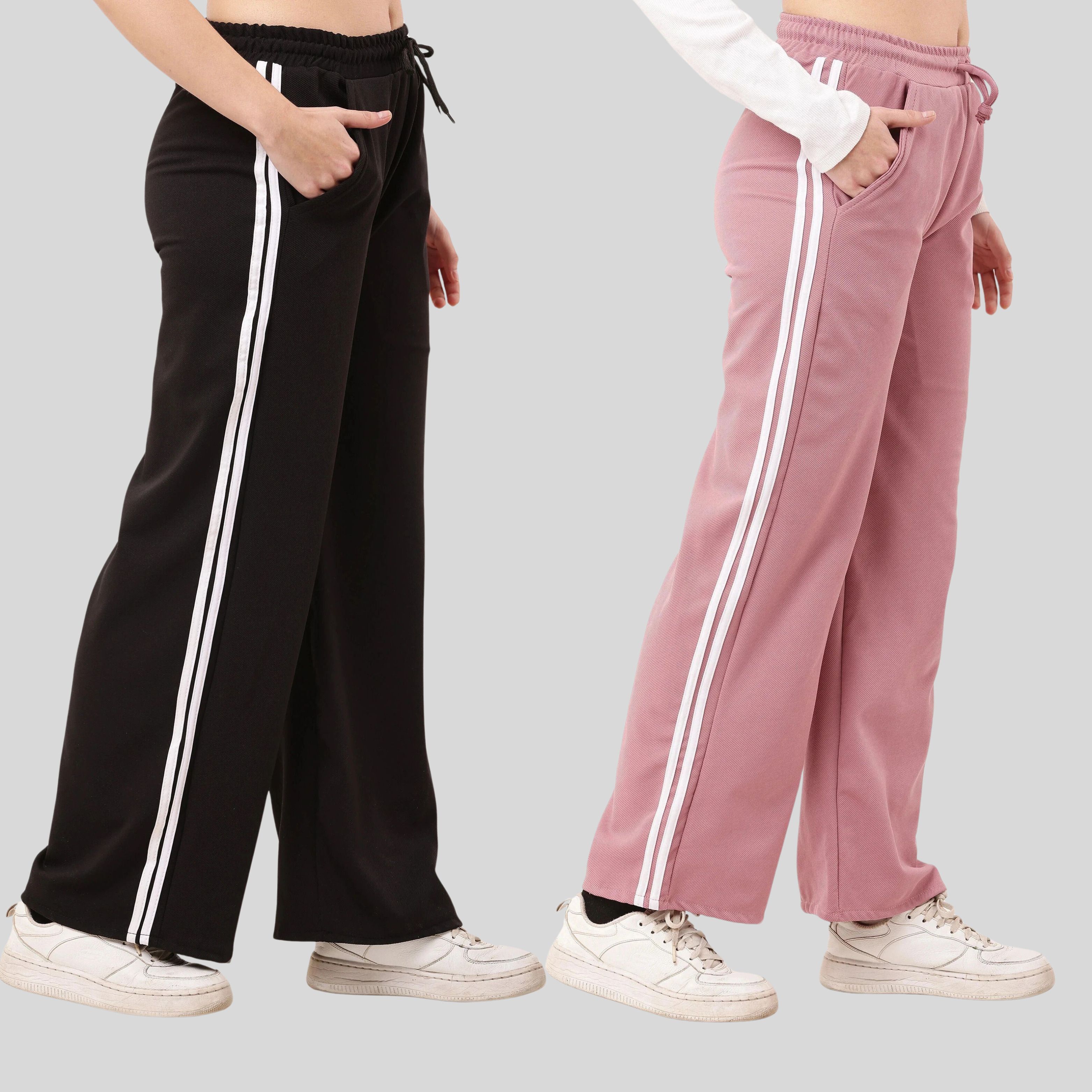 stylerags Pack of 2 Women Solid Black, Pink Track Pants-picture-15