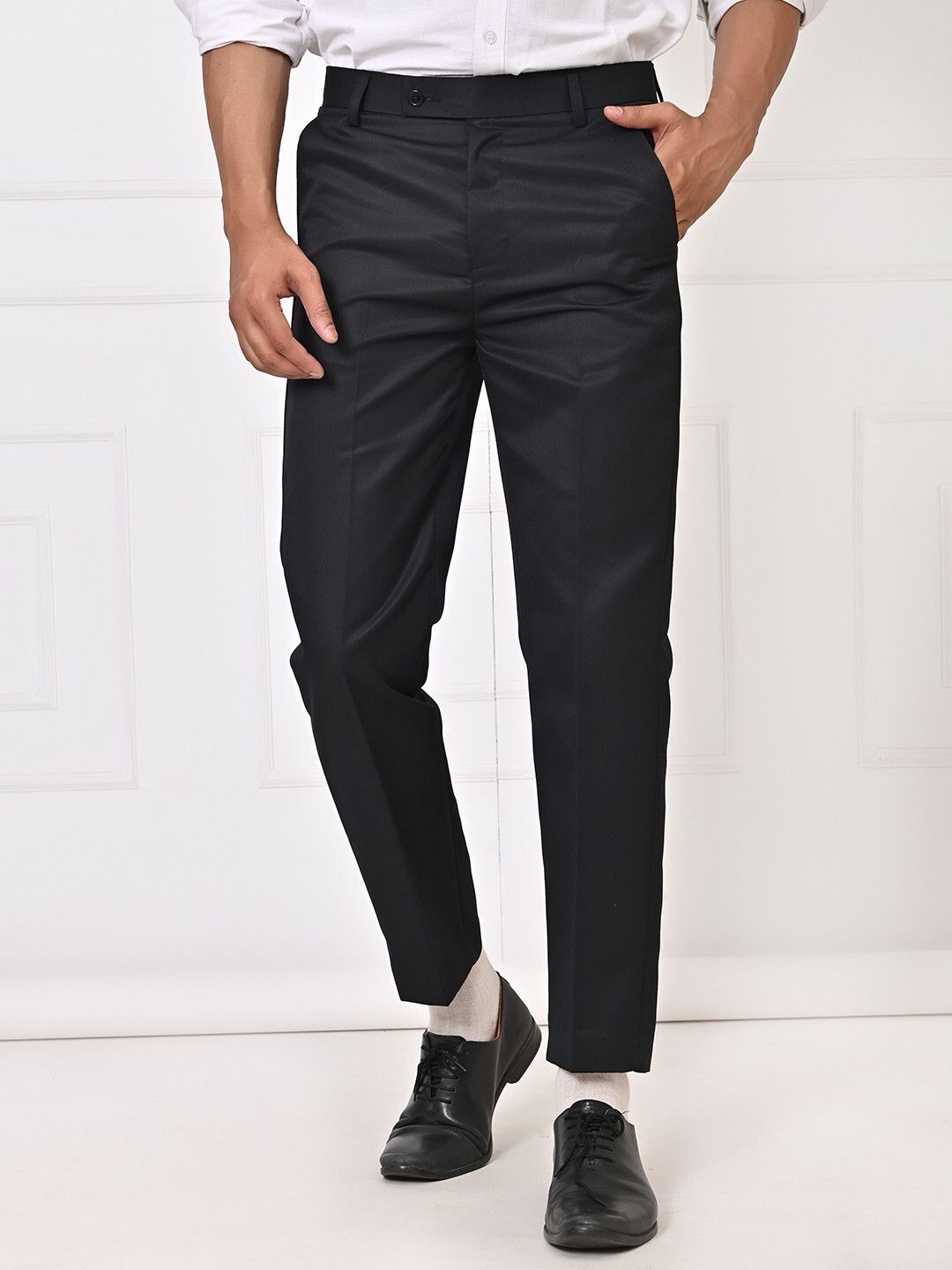 el cielo Men Regular Fit Black Cotton Blend Trousers-picture-26