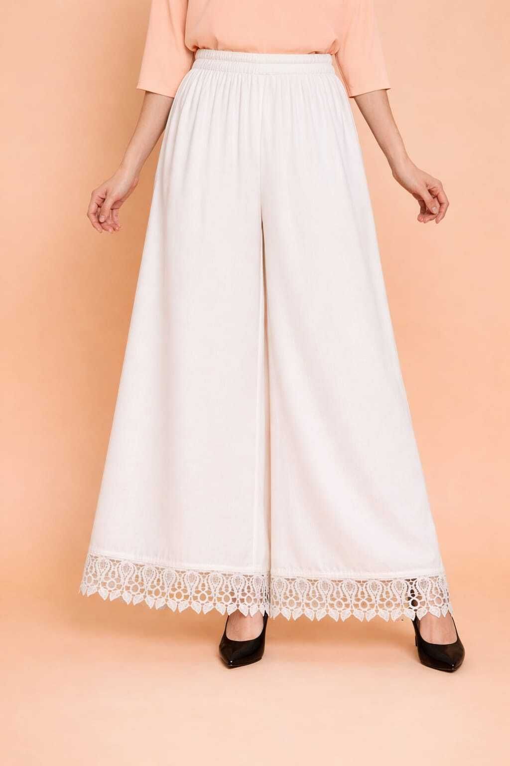 srs germents Women Loose Fit White Viscose Rayon Trousers-picture-22