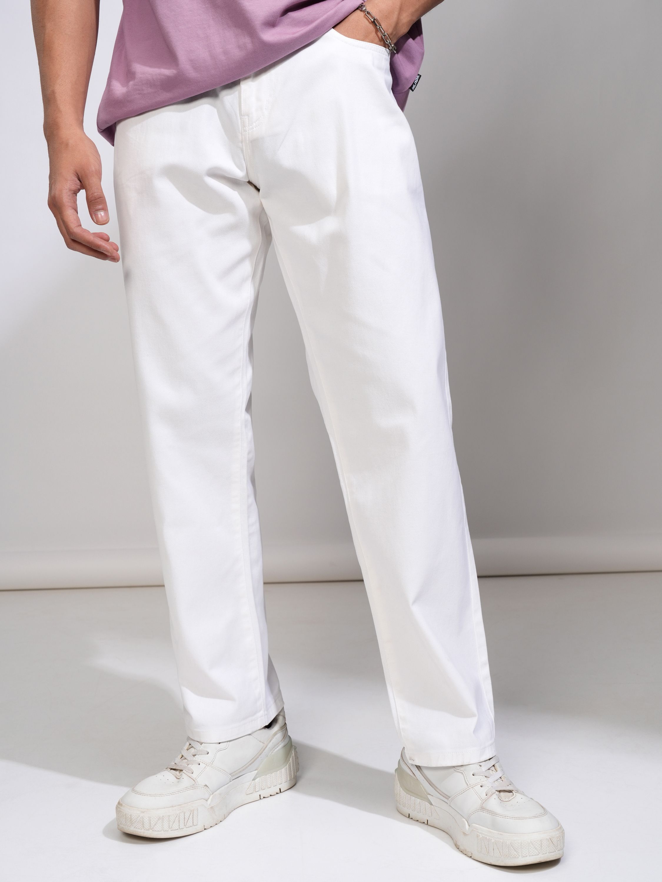 highlander Men Relaxed White Cotton Blend Trousers-picture-27