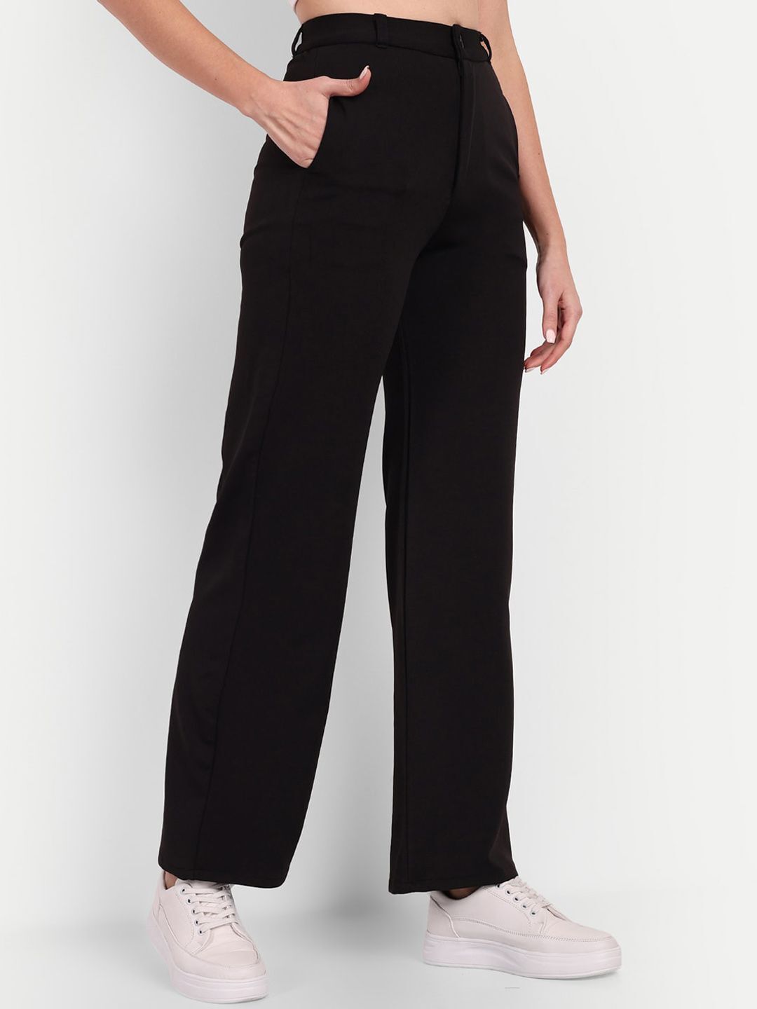 next one Women Loose Fit Black Lycra Blend Trousers-picture-41