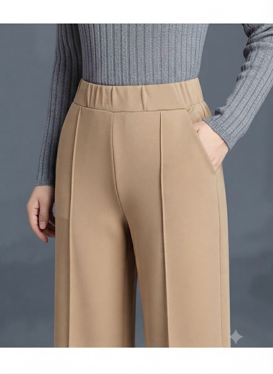 gheiebvdo Women Straight Fit Beige Viscose Rayon Trousers-picture-26
