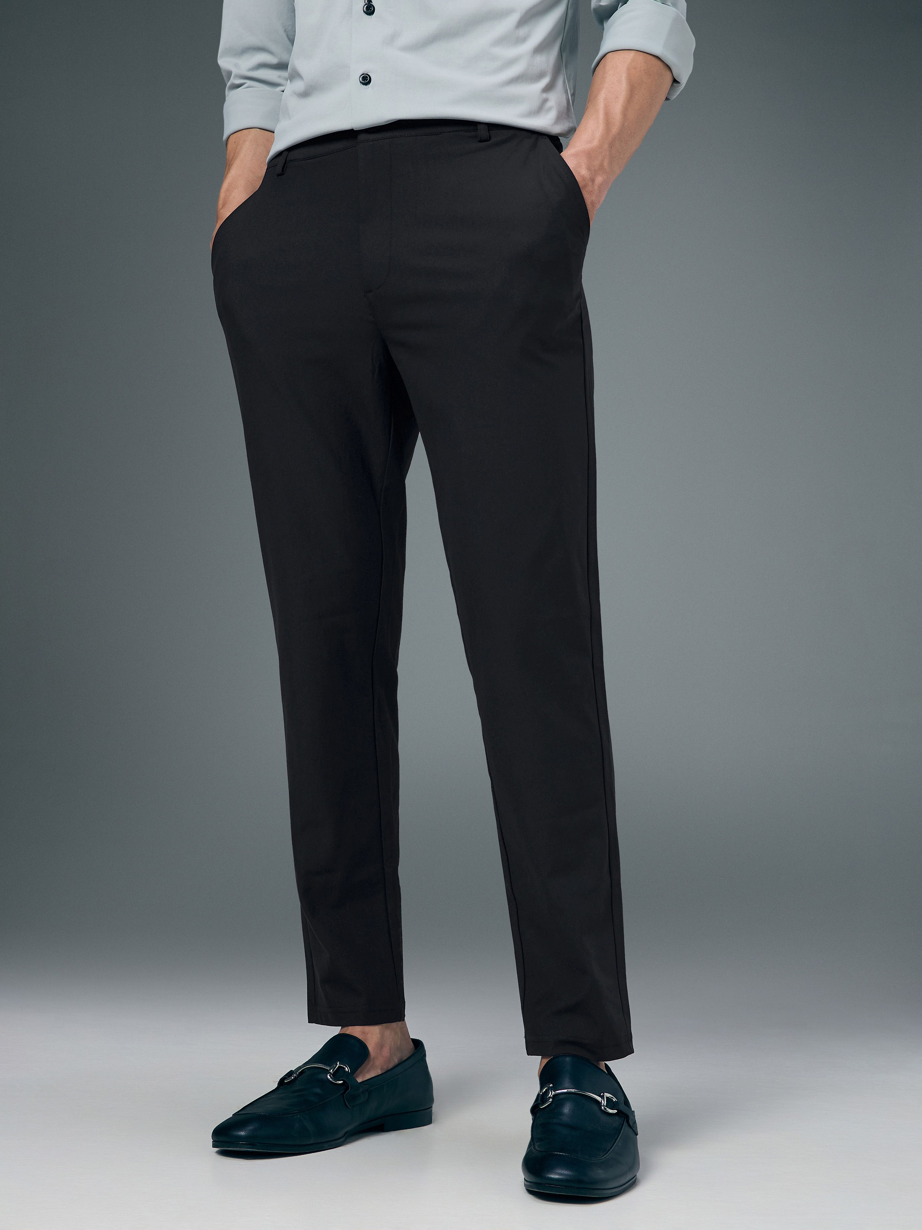 technosport Men Straight Fit Black Polyester Trousers-picture-11