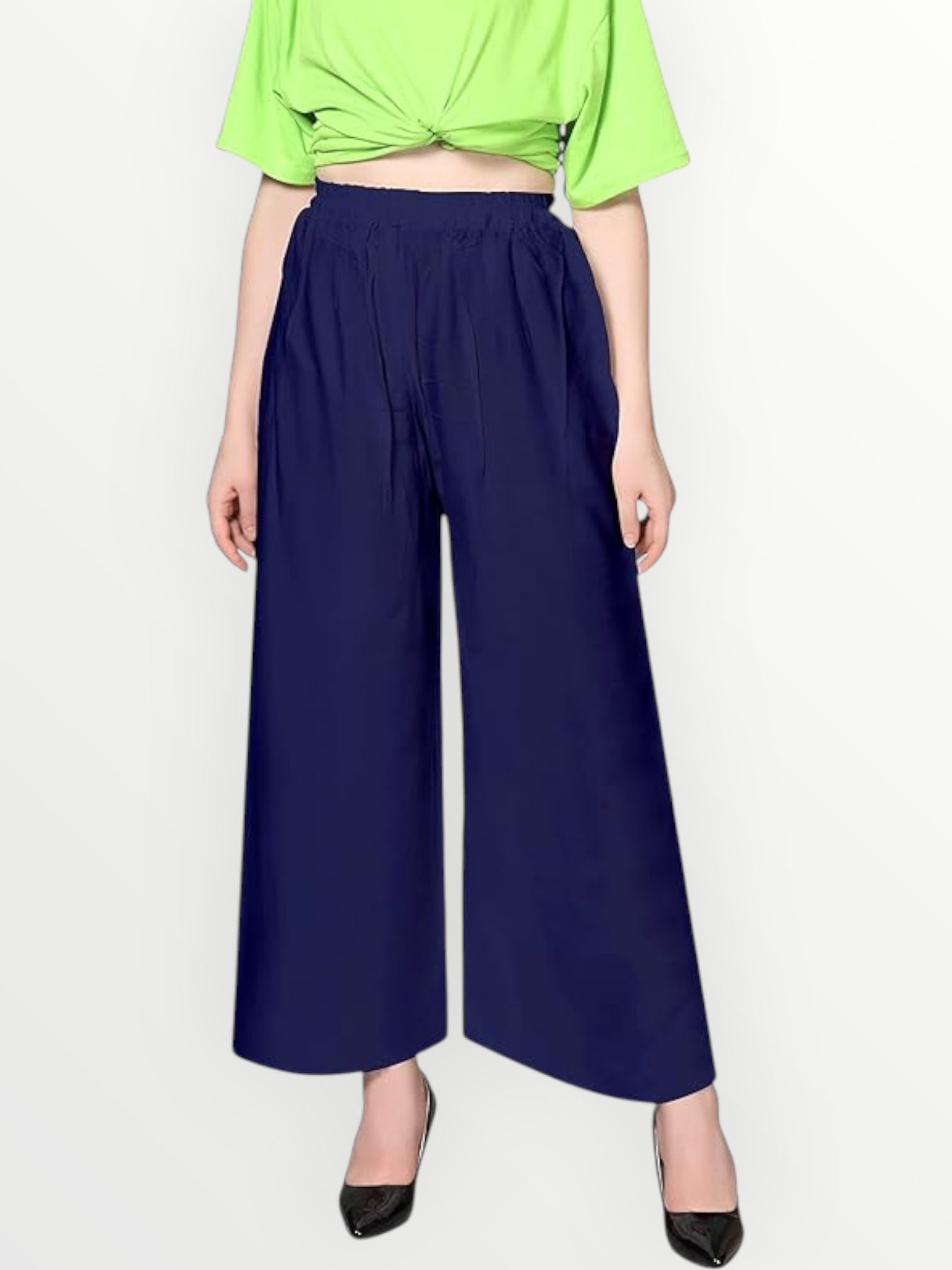 acd Women Comfort Fit Blue Viscose Rayon Trousers-picture-21