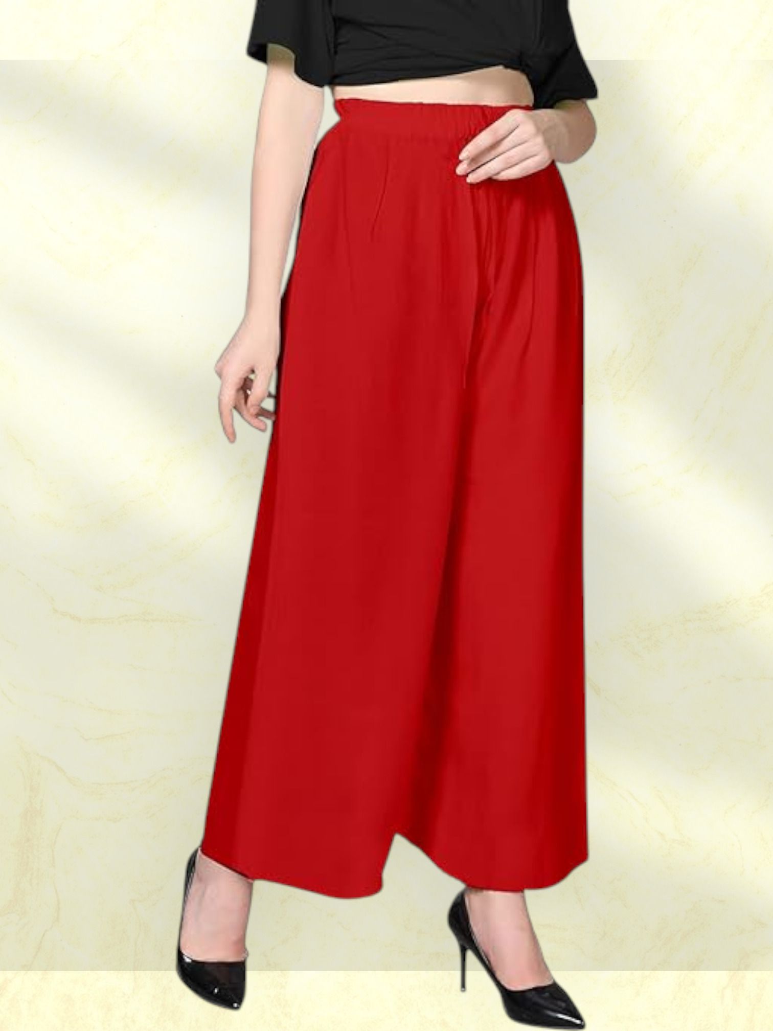 acd Women Comfort Fit Red Viscose Rayon Trousers-picture-41