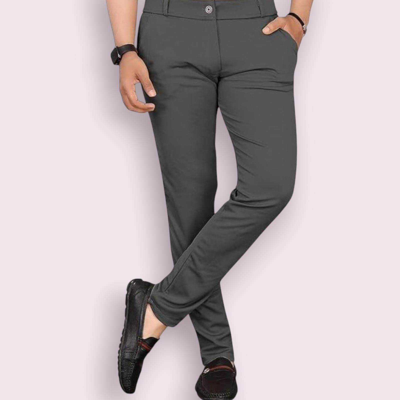 bidatsh trend Men Slim Fit Grey Lycra Blend Trousers-picture-26