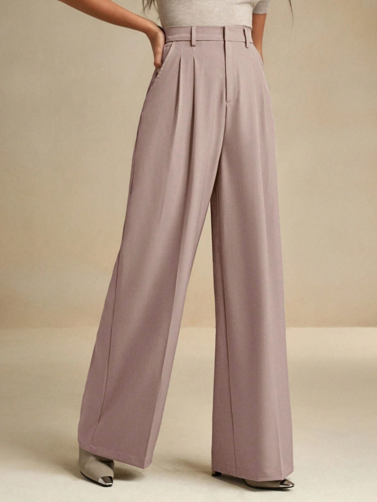kotty Women Relaxed Pink Viscose Rayon Trousers-picture-23