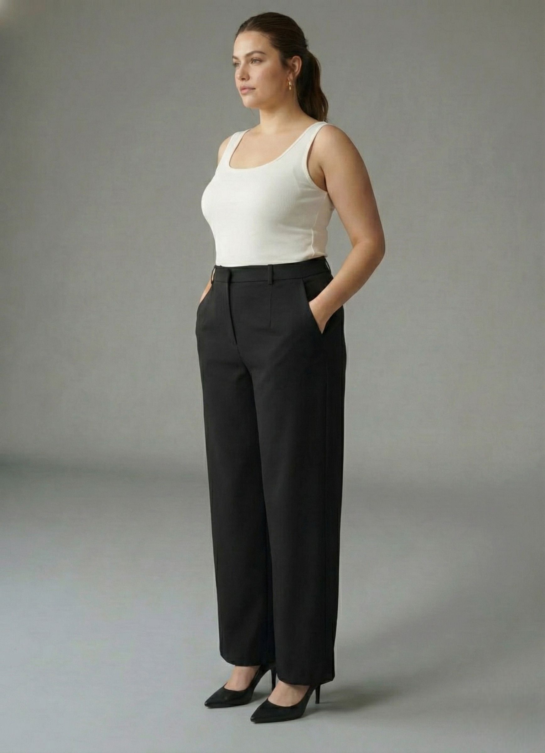 sqew Women Loose Fit Black Lycra Blend Trousers-picture-26