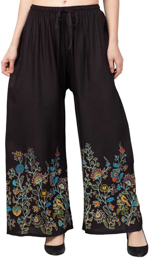 zarmin Women Comfort Fit Black Cotton Blend Trousers-picture-10