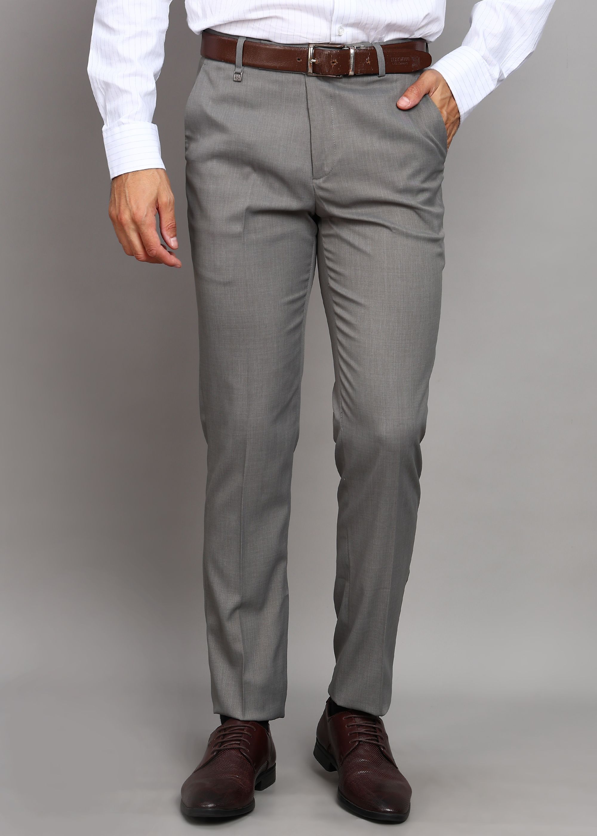 integriti Men Slim Fit Grey Cotton Blend Trousers-picture-10
