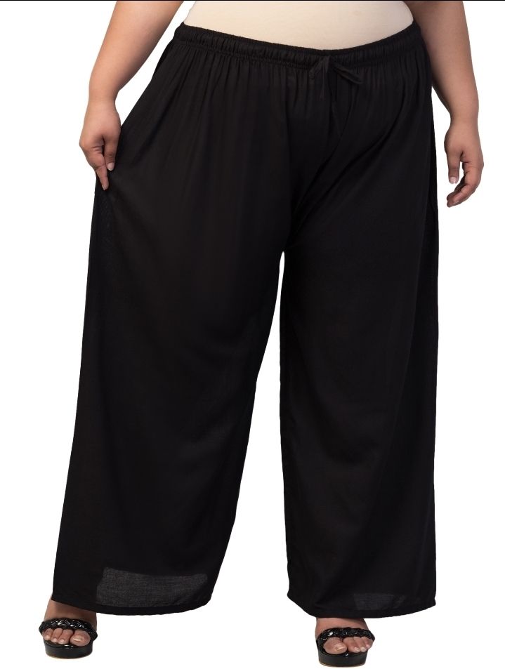 vizcon hub Women Flared Black Viscose Rayon Trousers-picture-14