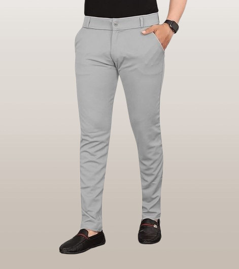 Men Regular Fit Brown Lycra Blend Trousers-image-4