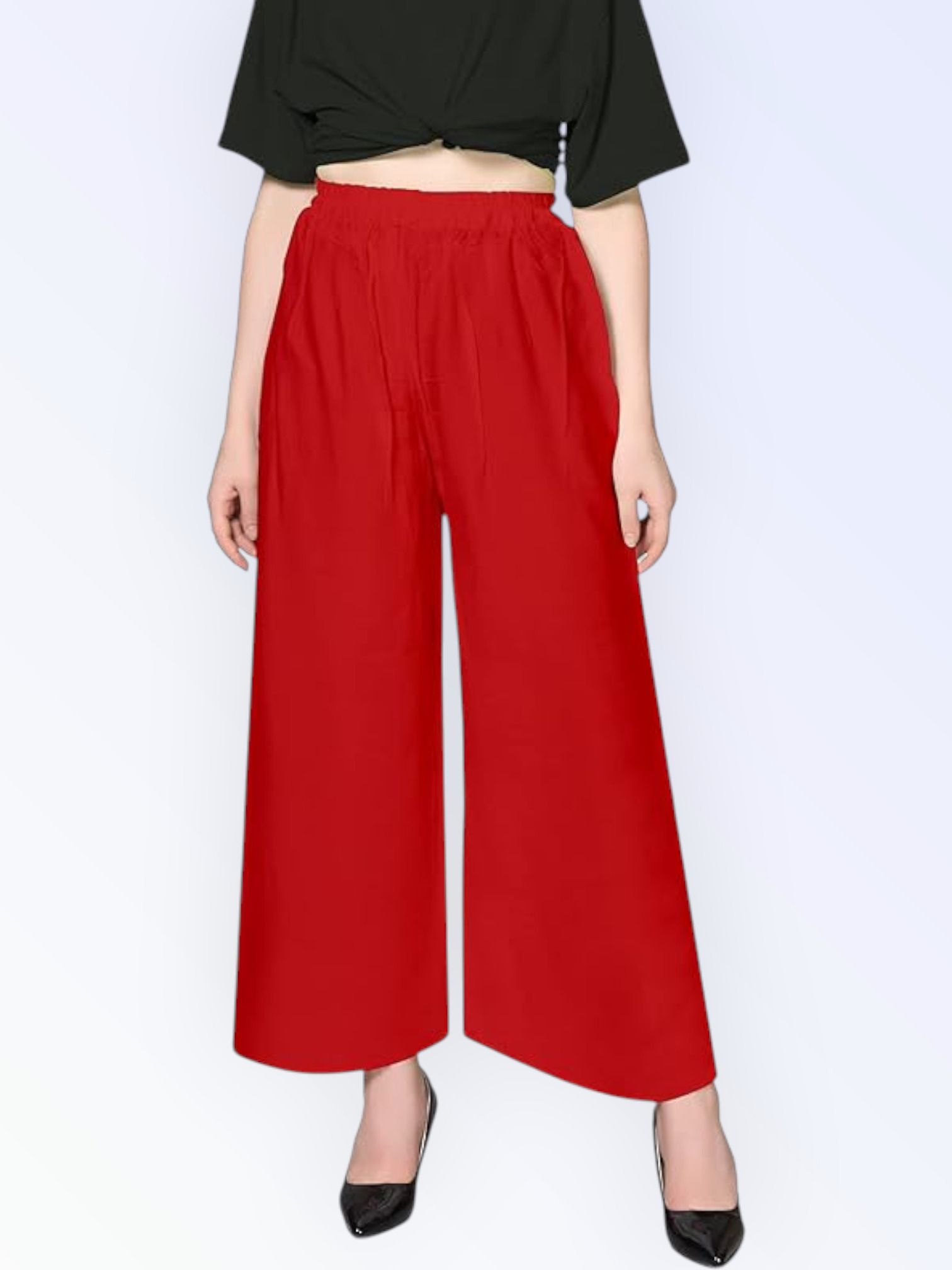 acd Women Comfort Fit Red Viscose Rayon Trousers-picture-48