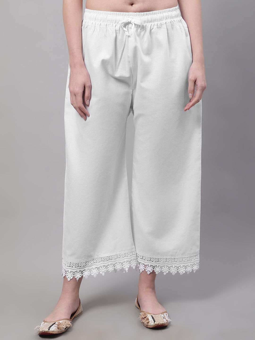 Women Regular Fit White Pure Cotton Trousers-image-42