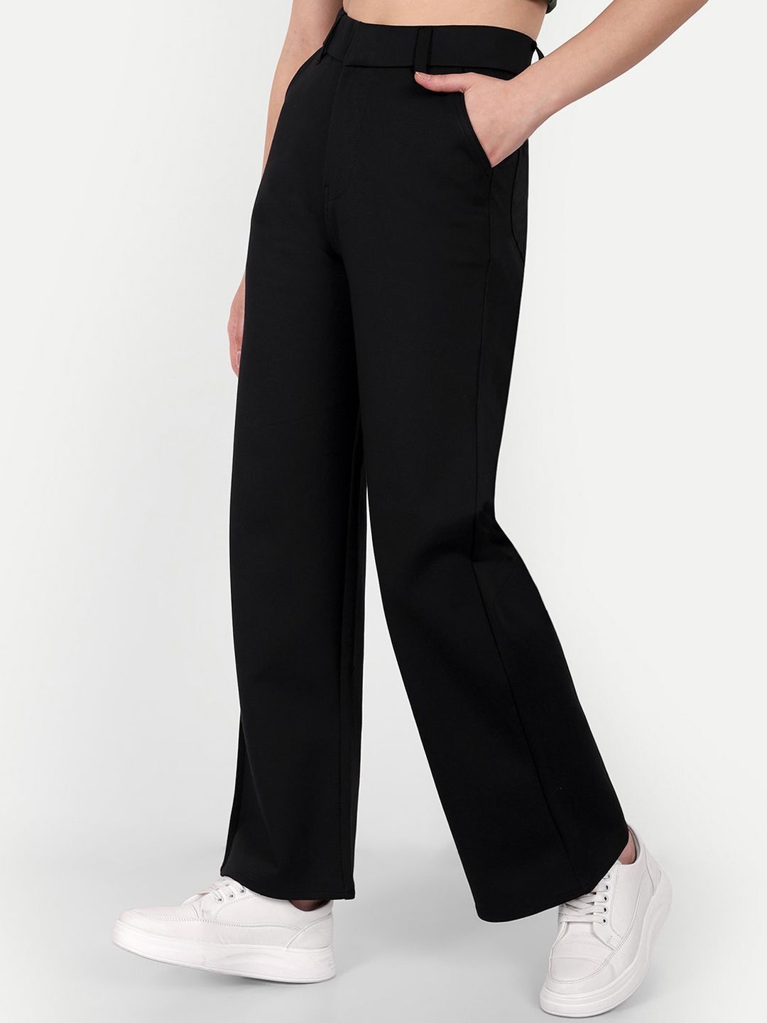 broadstar Women Loose Fit Black Lycra Blend Trousers-picture-35