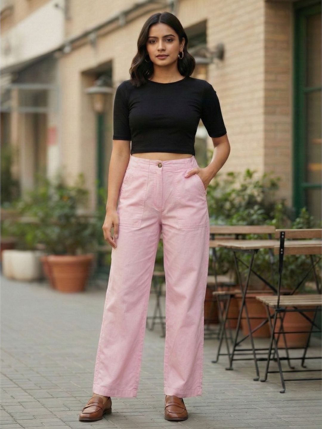 zuri Women Regular Fit Pink Pure Cotton Trousers-picture-7