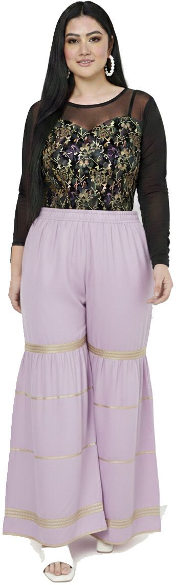 Women Regular Fit Purple Viscose Rayon Trousers