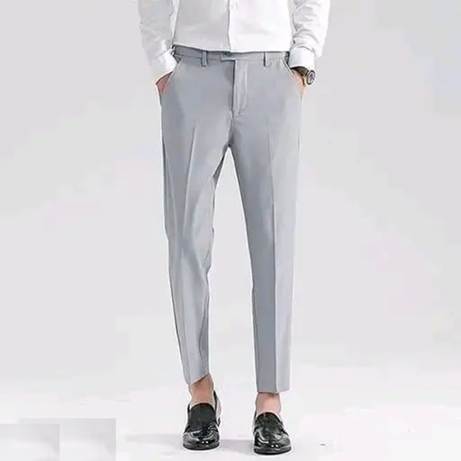 brdfashion Men Regular Fit Grey Polycotton Trousers-picture-22
