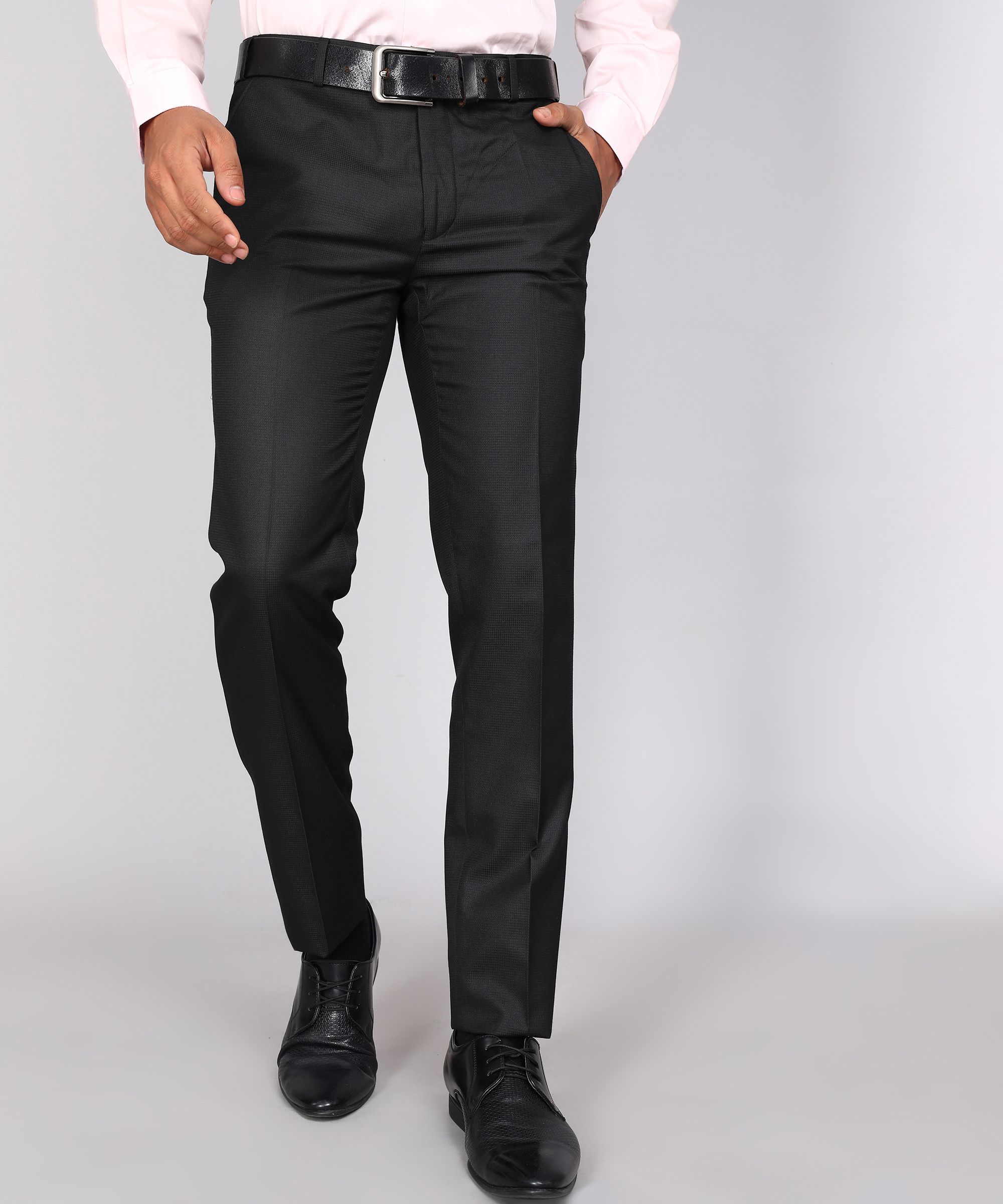 raymond Men Slim Fit Black Polyester Trousers-picture-14