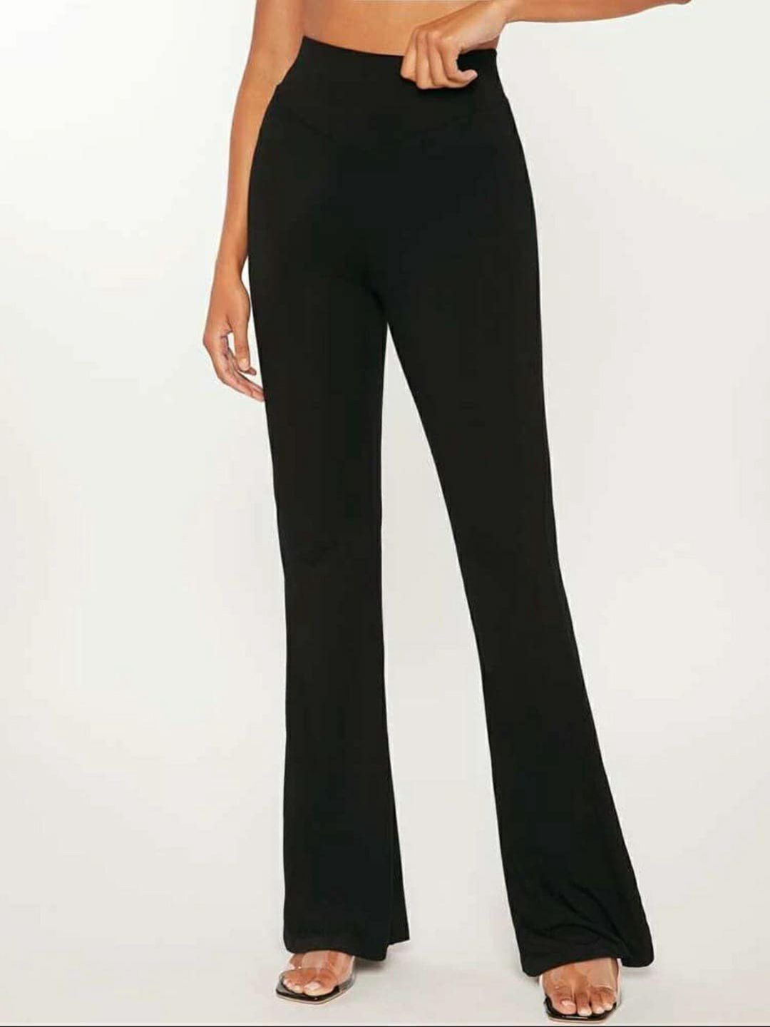broadstar Women Flared Black Lycra Blend Trousers-picture-6