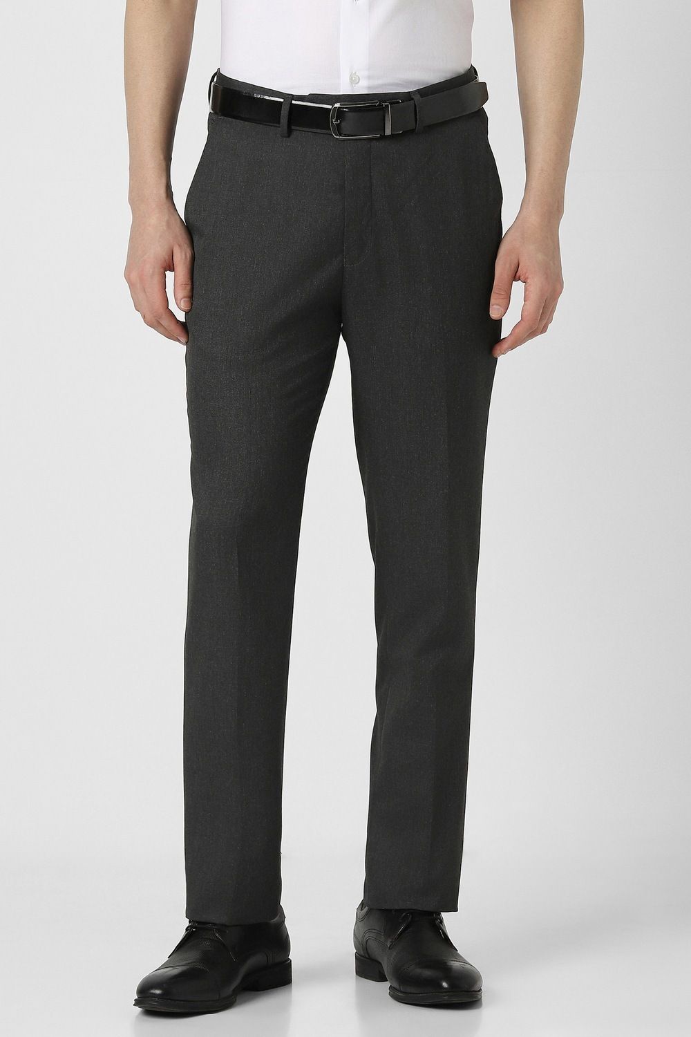 peter england Men Slim Fit Black Polyester Trousers-picture-13