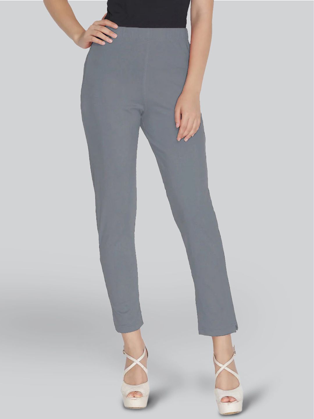 lyra Women Regular Fit Grey Cotton Blend Trousers-picture-12