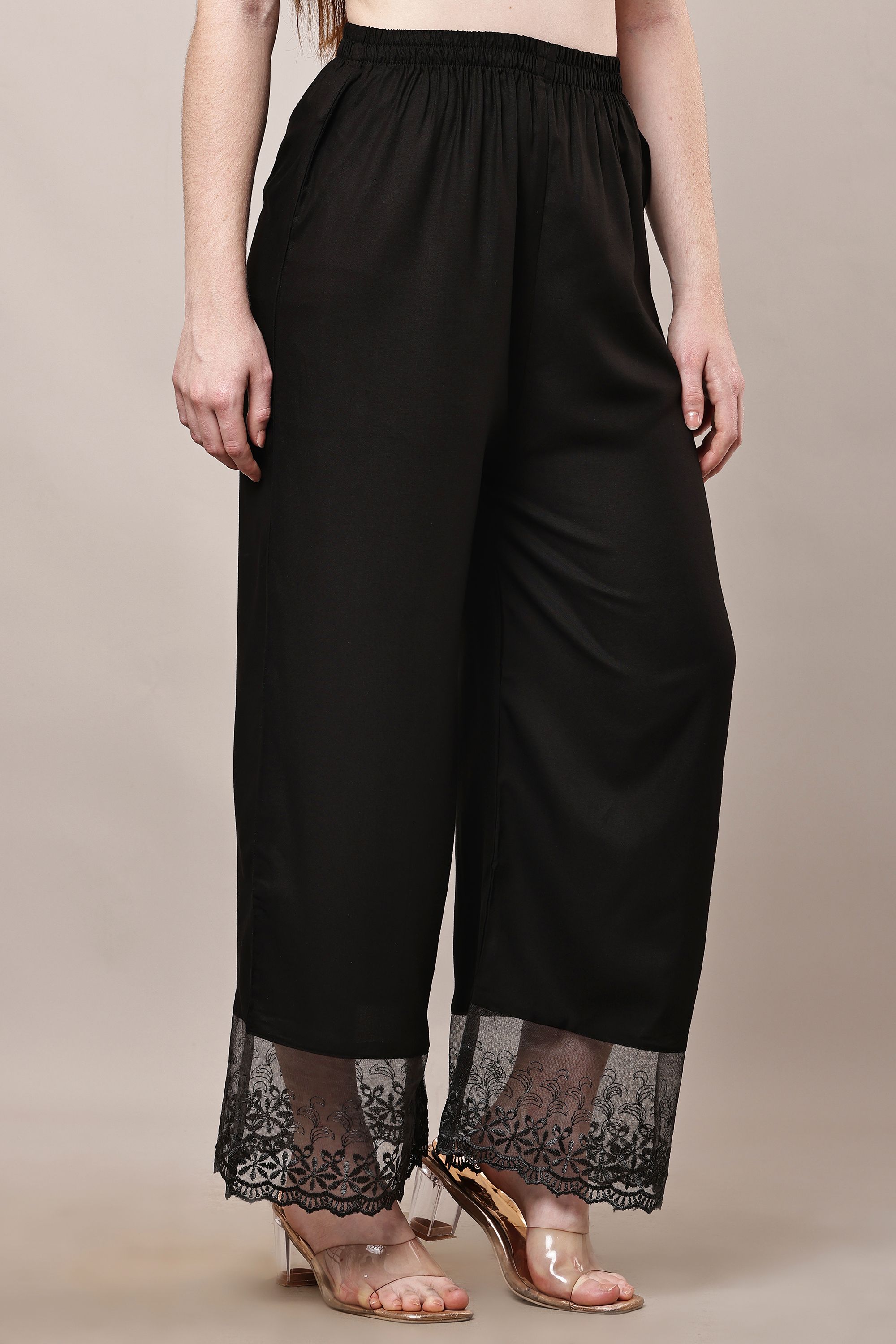 sellingsea Women Regular Fit Black Cotton Blend Trousers-picture-15