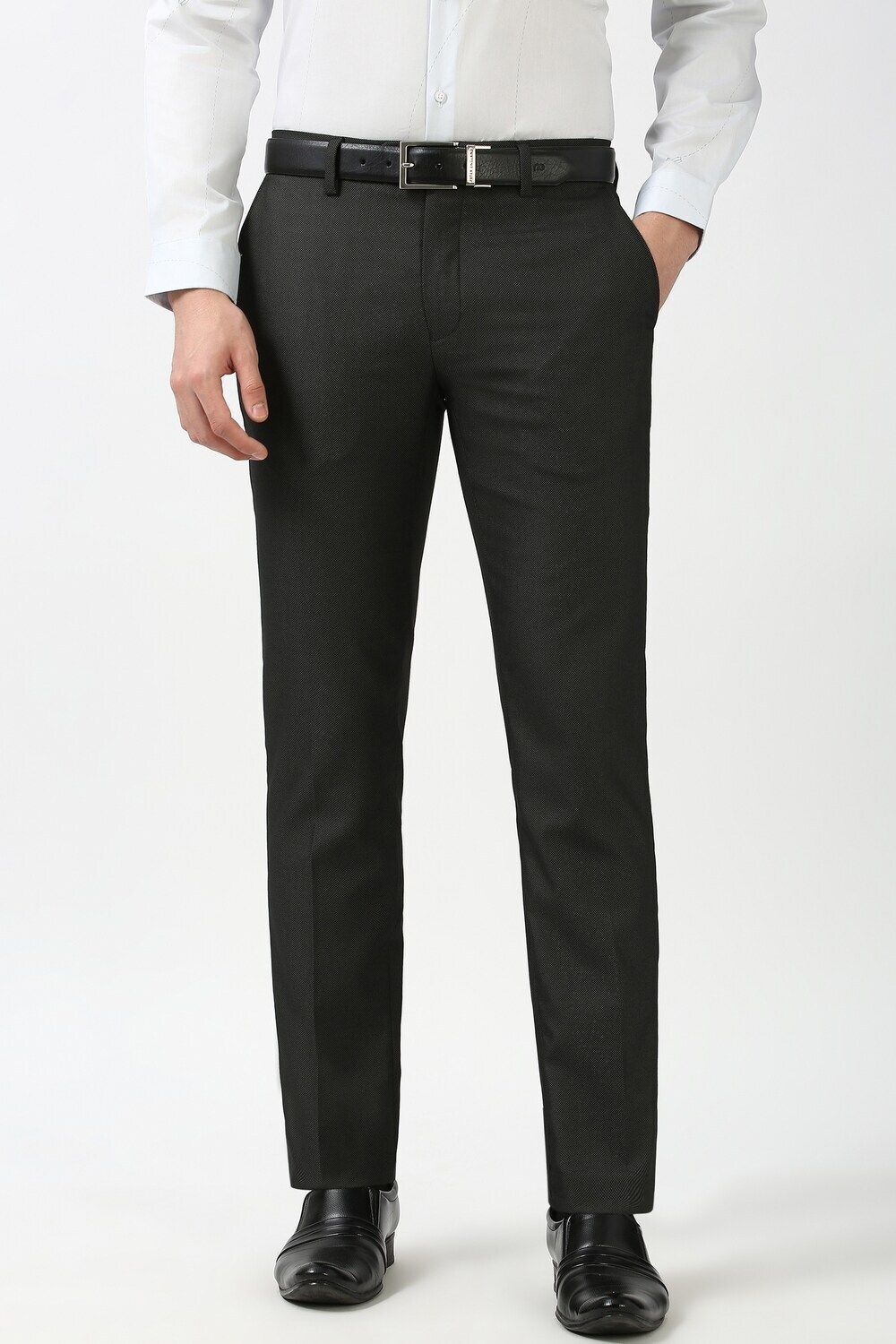 peter england Men Slim Fit Black Polyester Trousers-picture-15