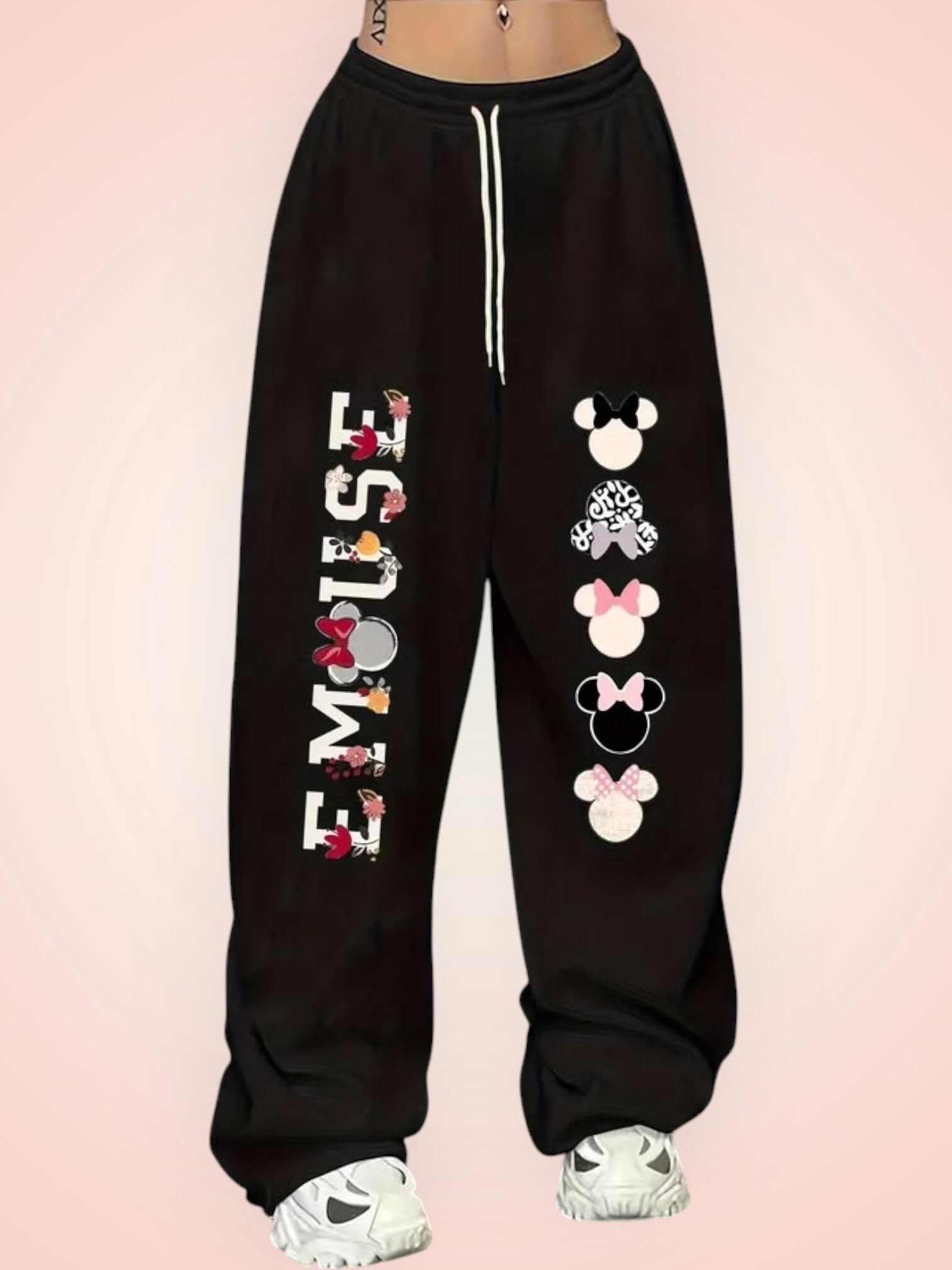Women Printed Black Track Pants-image-38
