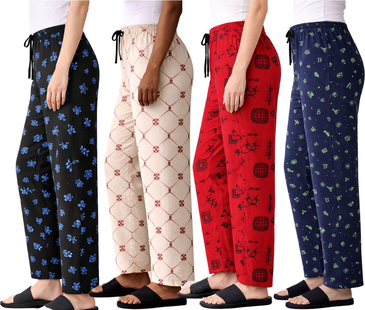alsiya Pack of 4 Women Regular Fit Multicolor Cotton Blend Trousers-picture-11