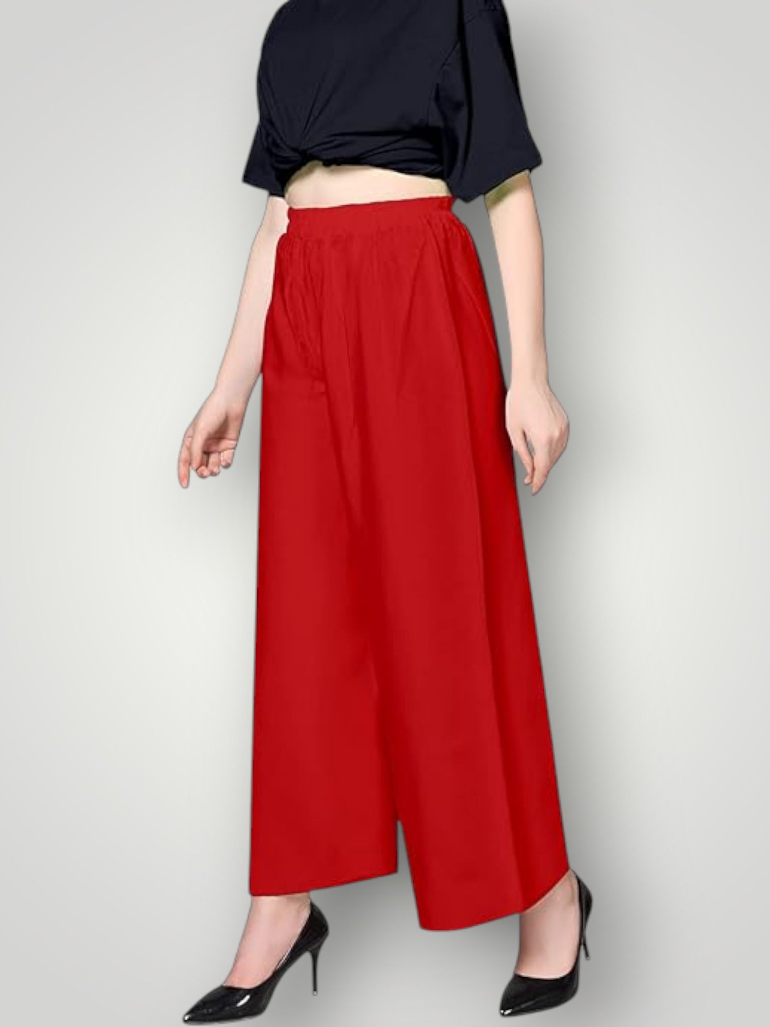 acd Women Comfort Fit Red Viscose Rayon Trousers-picture-37