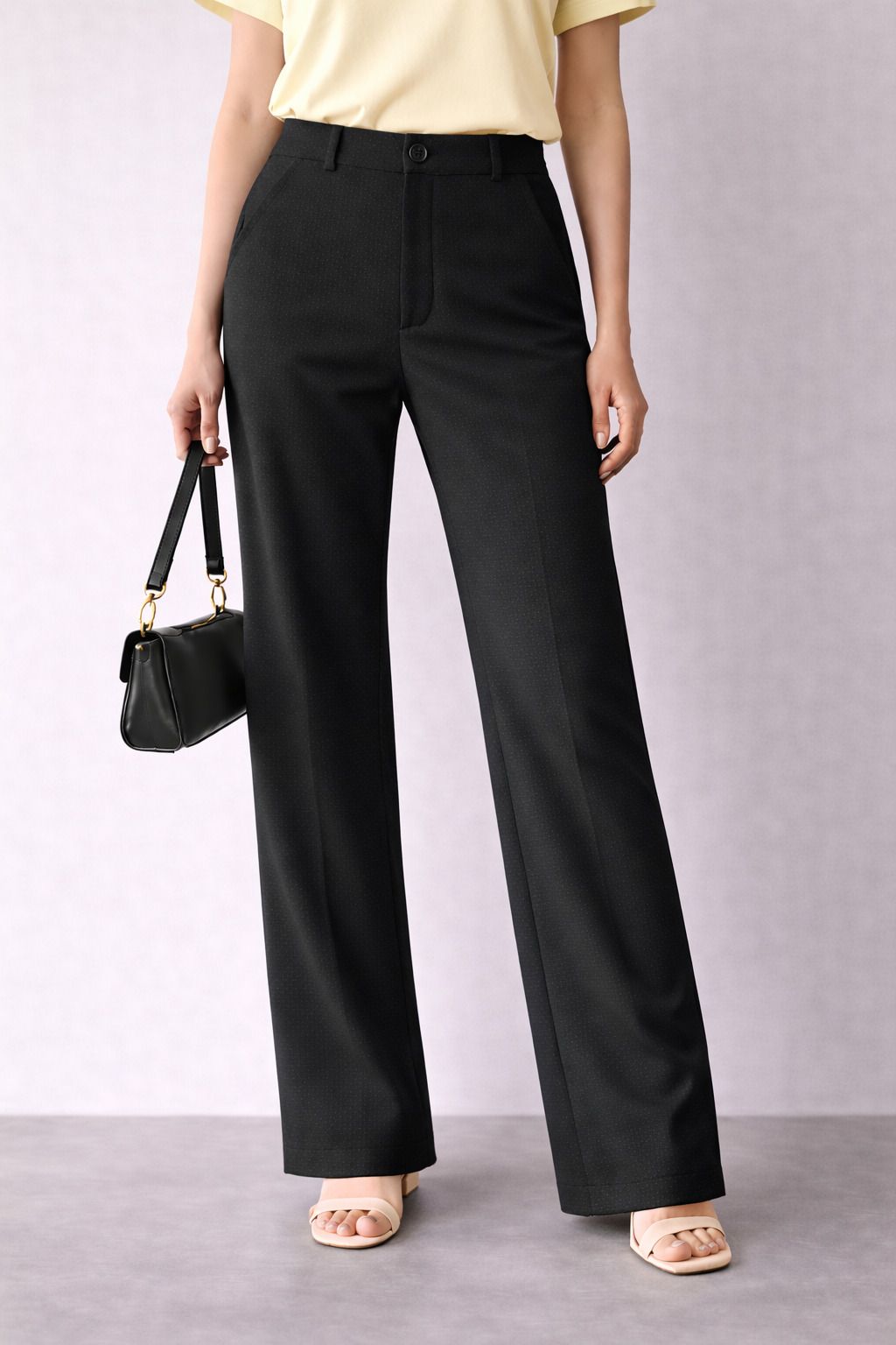 Women Straight Fit Black Lycra Blend Trousers-image-21