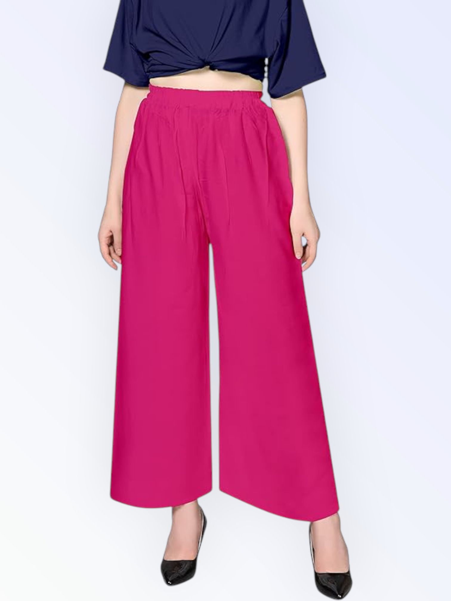 acd Women Comfort Fit Pink Viscose Rayon Trousers-picture-3