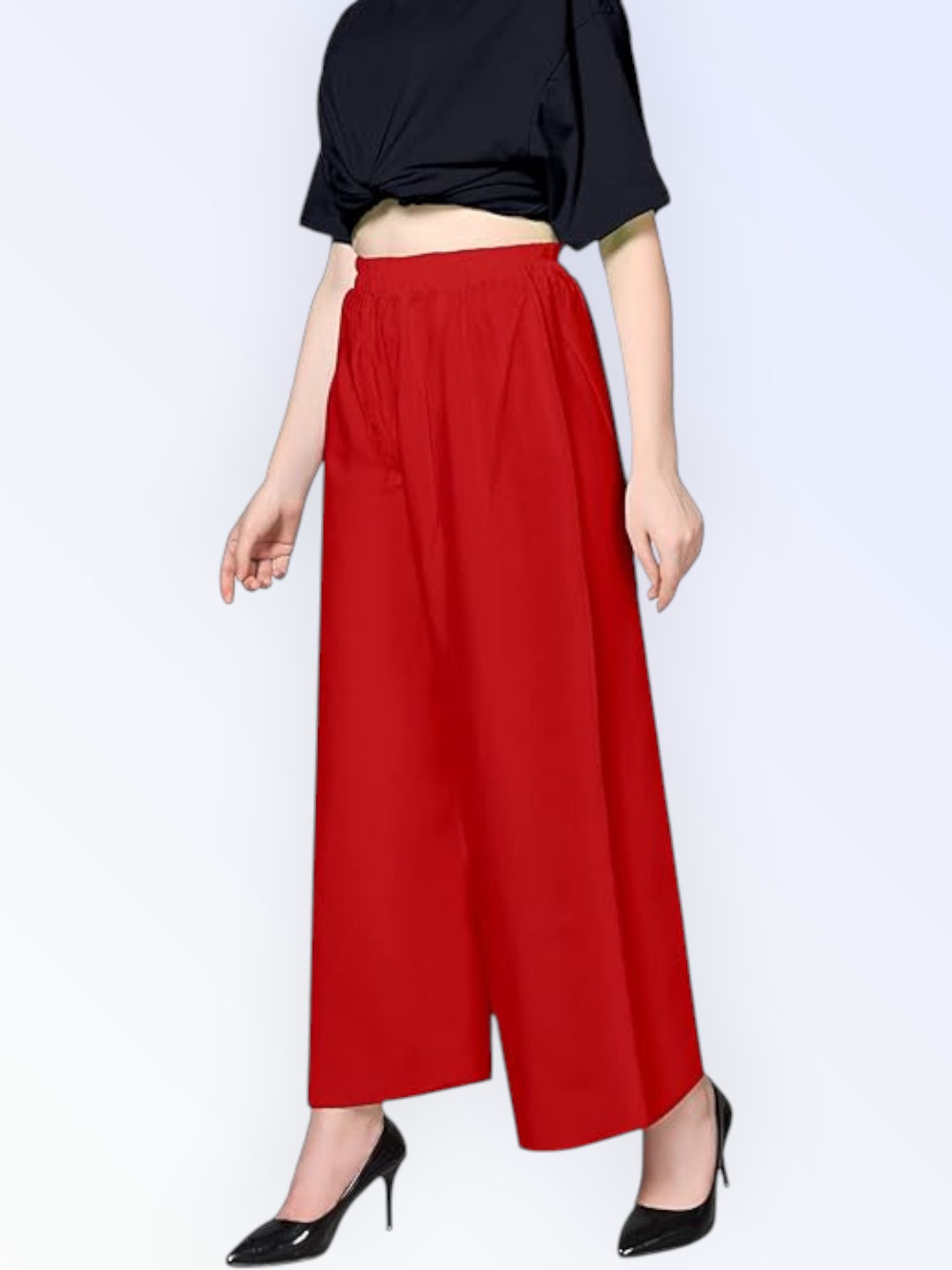 acd Women Comfort Fit Red Viscose Rayon Trousers-picture-48
