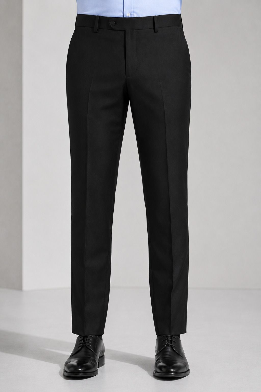 Men Slim Fit Black Polycotton Trousers-image-21