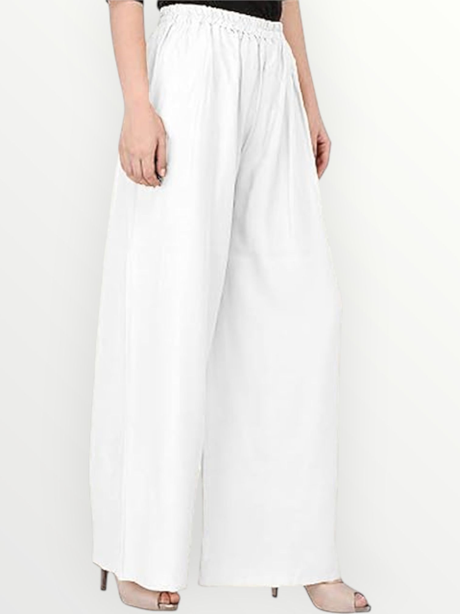 acd Women Comfort Fit White Viscose Rayon Trousers-picture-18