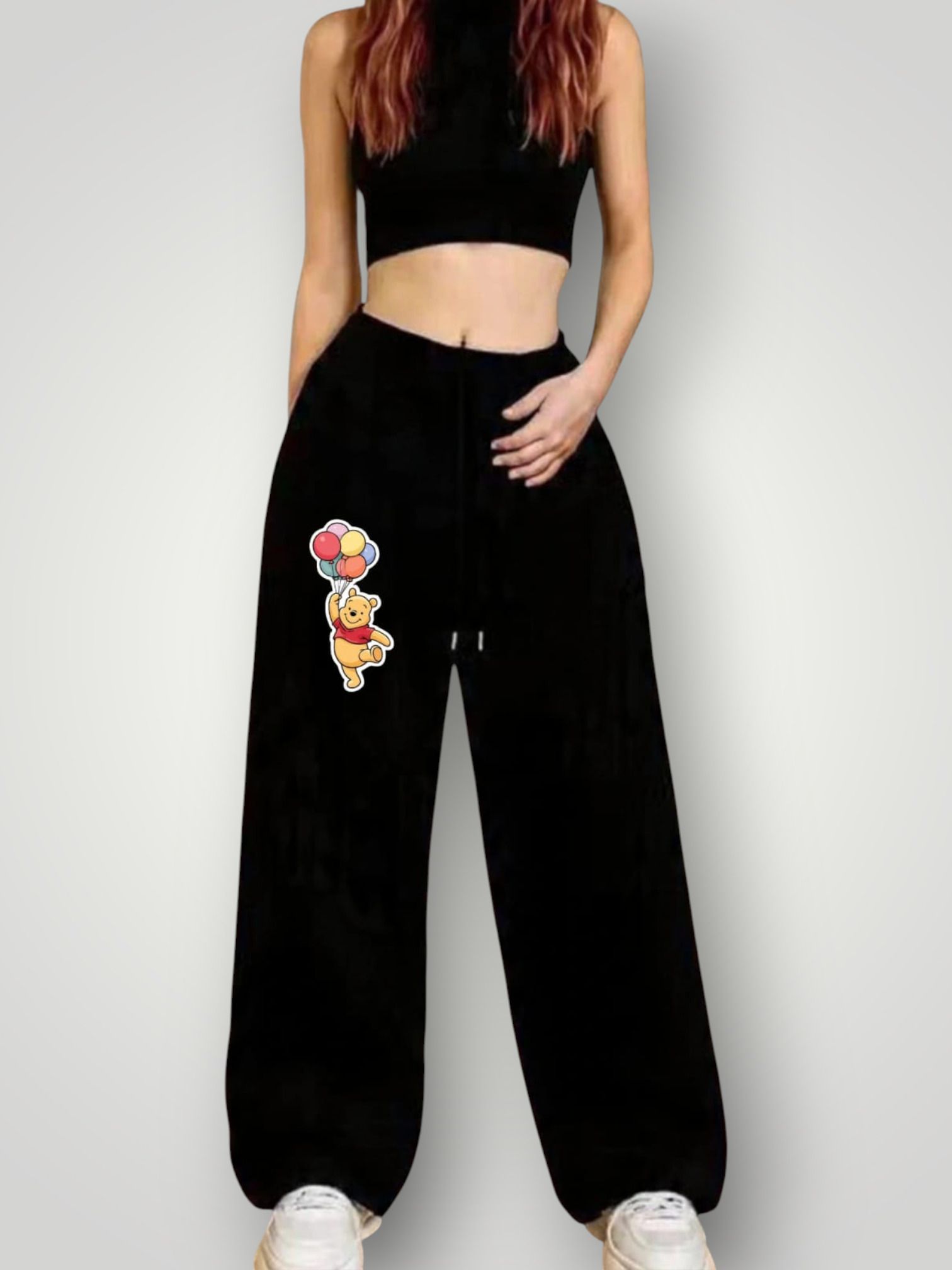 Women Printed Black Track Pants-image-39