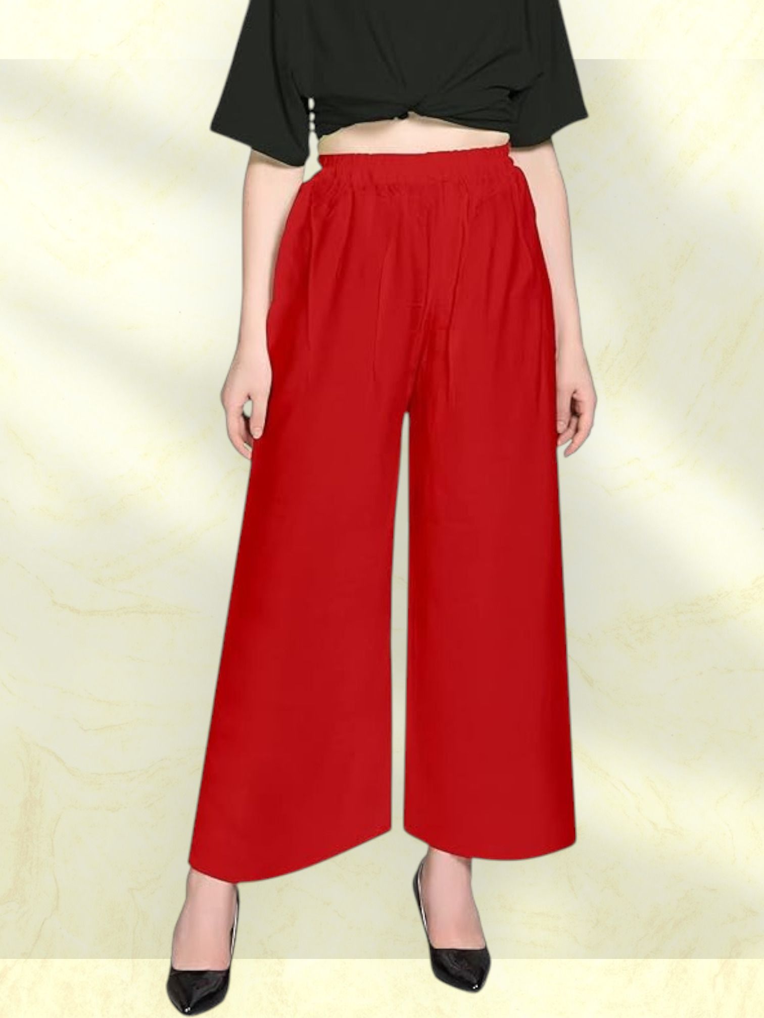 acd Women Comfort Fit Red Viscose Rayon Trousers-picture-43