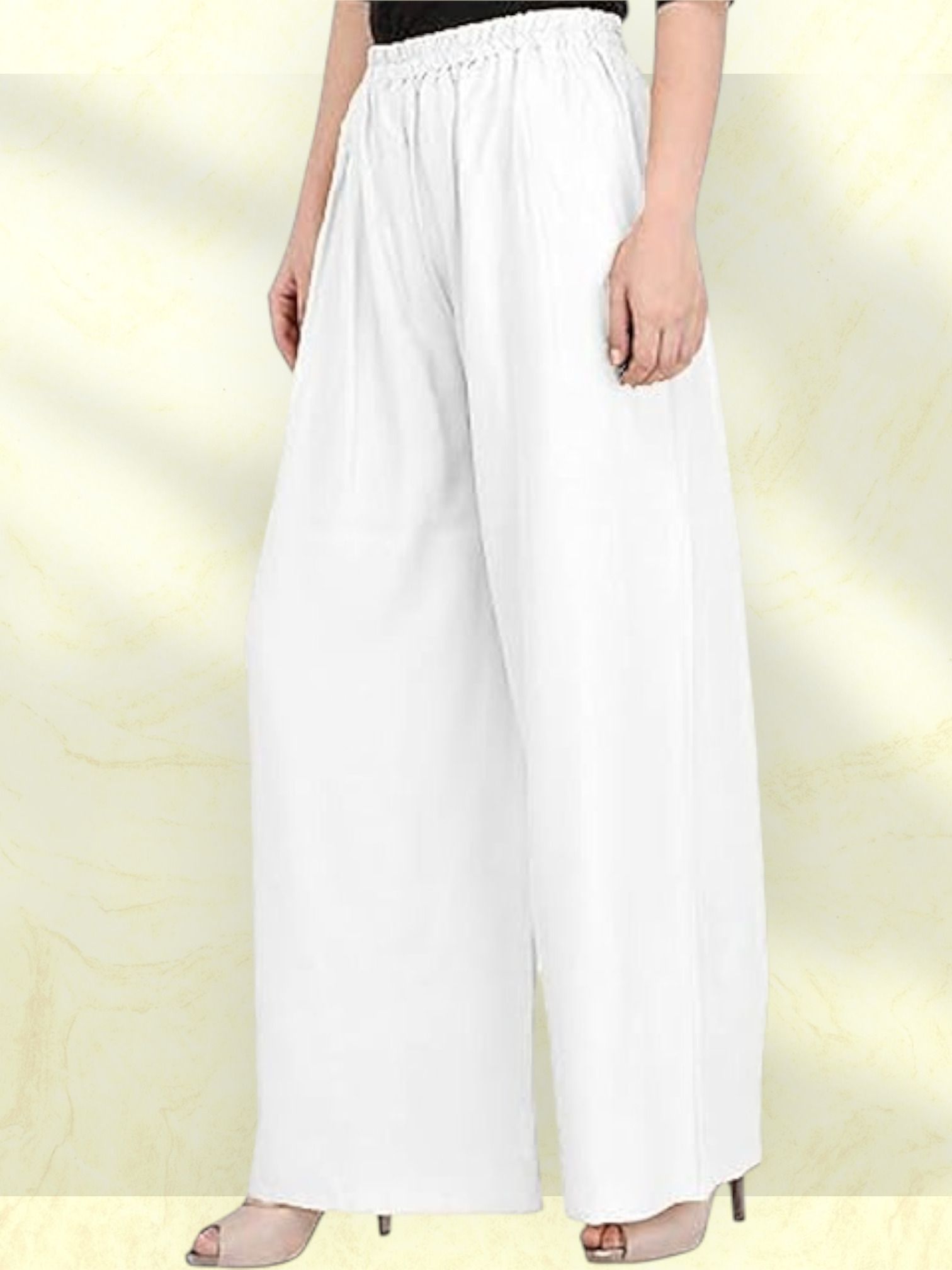 acd Women Comfort Fit White Viscose Rayon Trousers-picture-21