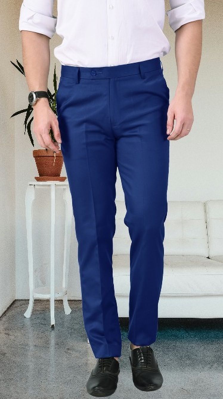 Men Regular Fit Blue Viscose Rayon Trousers-image-17