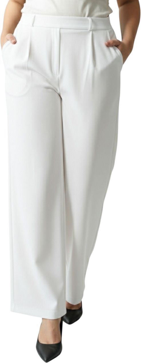 sqew Women Loose Fit White Lycra Blend Trousers-picture-10