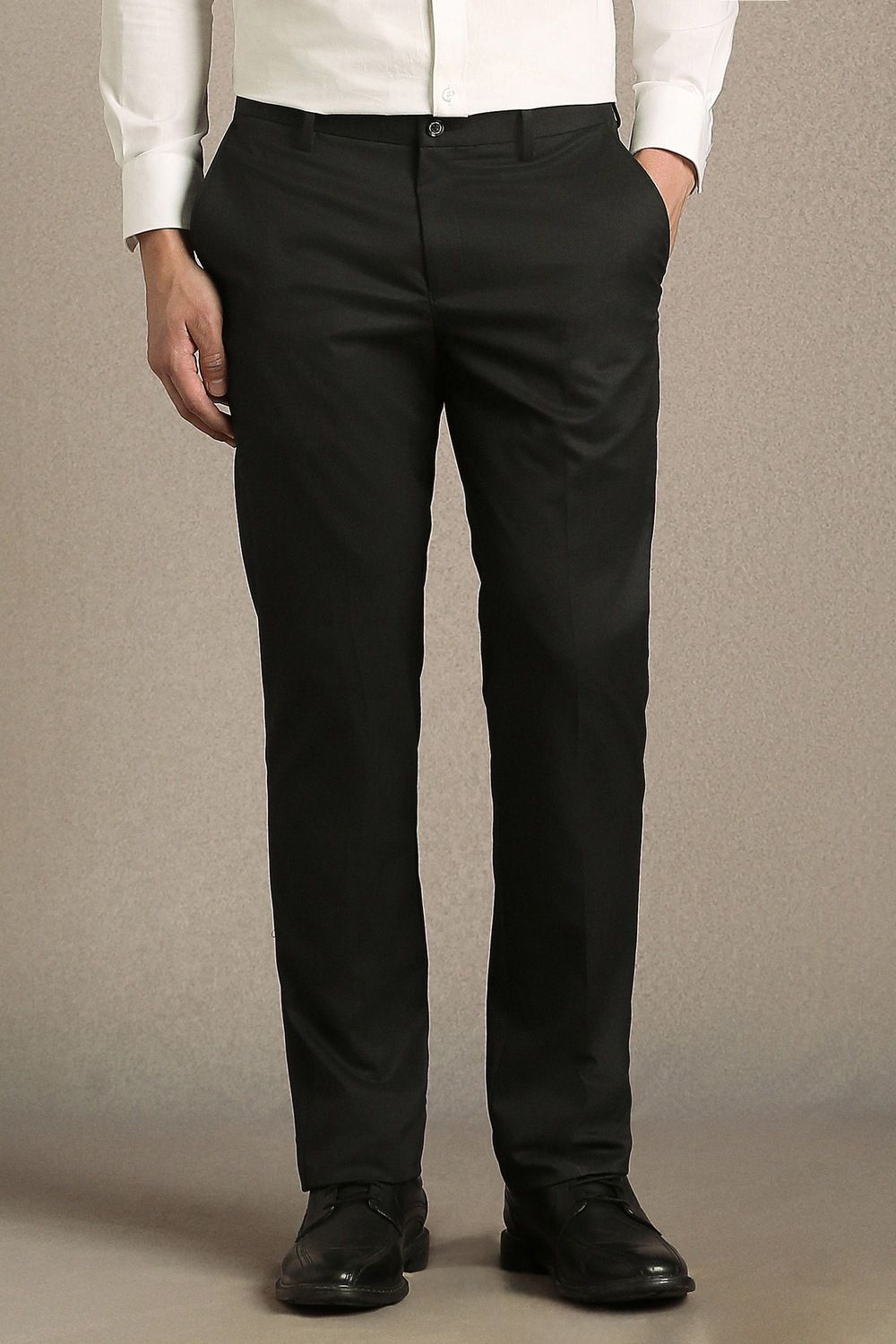 louis philippe Men Slim Fit Black Polyester Trousers-picture-23