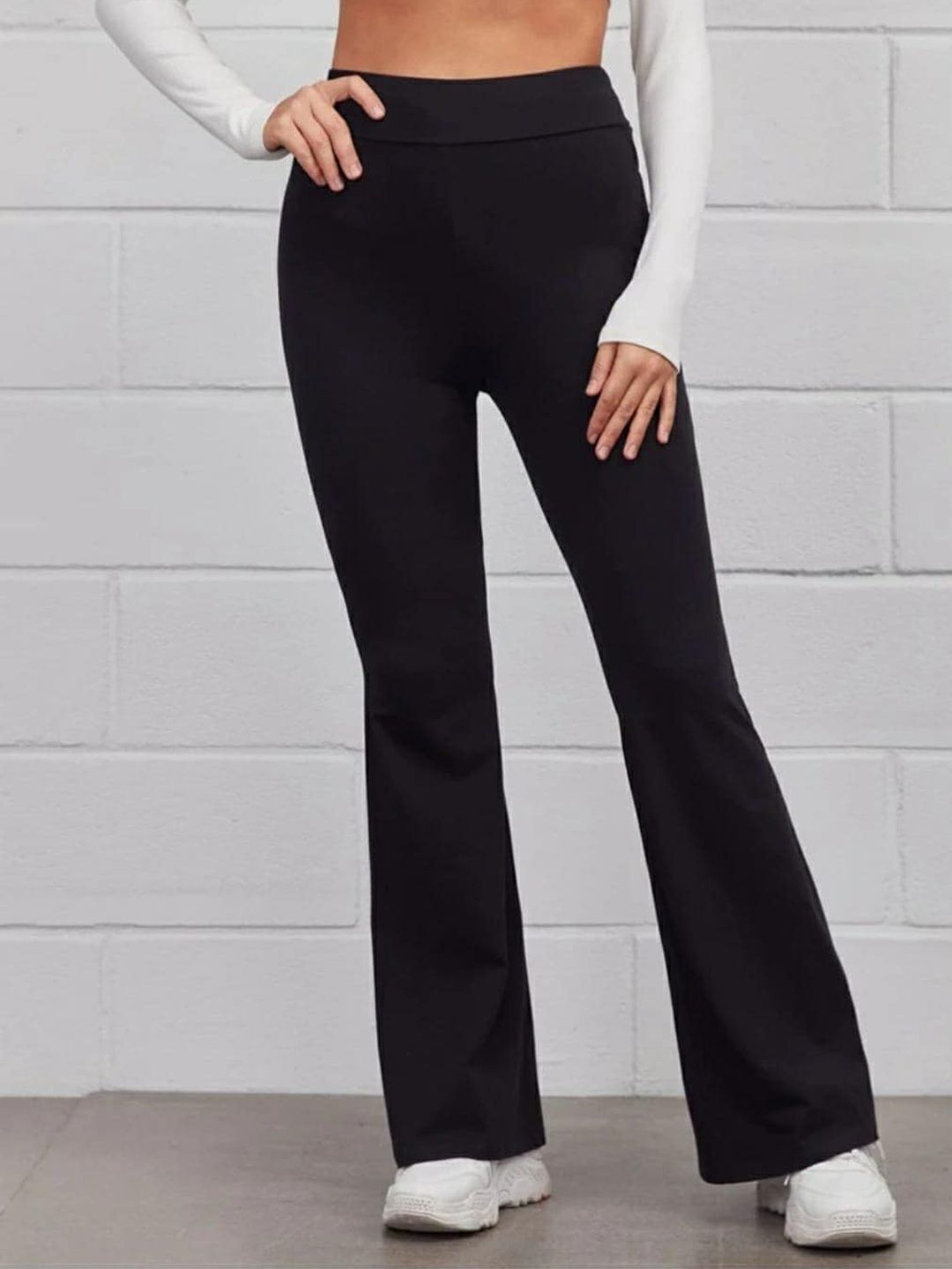 broadstar Women Flared Black Lycra Blend Trousers-picture-41