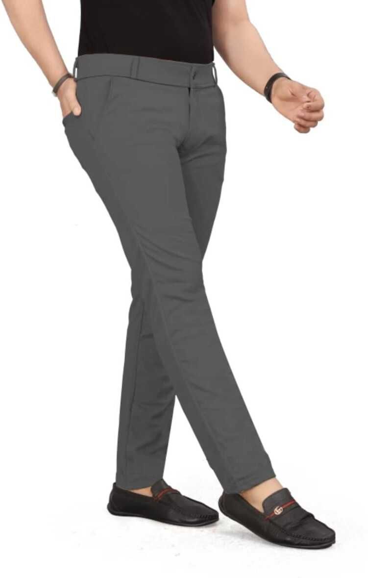 bidatsh trend Men Slim Fit Grey Lycra Blend Trousers-picture-47