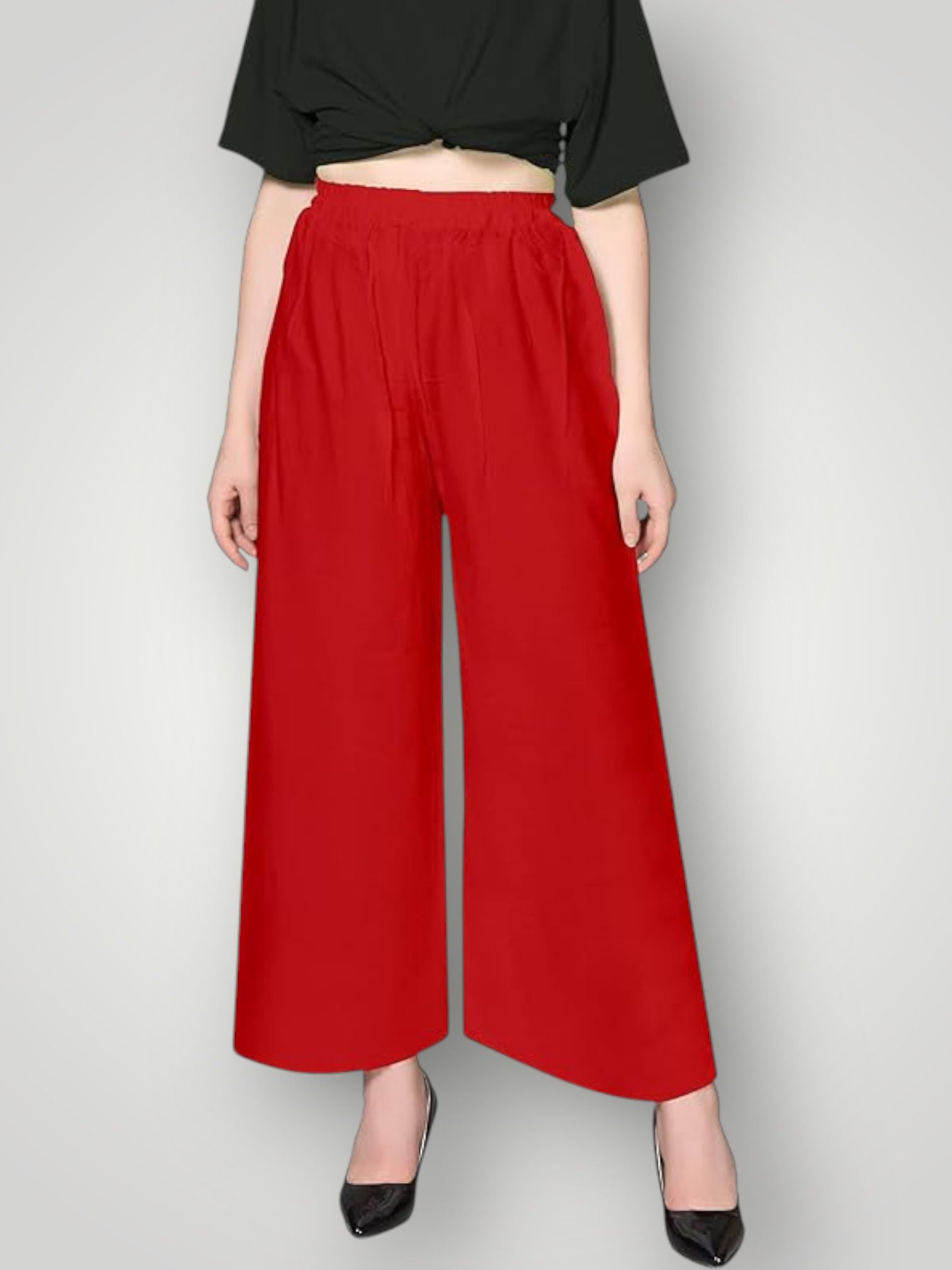 acd Women Comfort Fit Red Viscose Rayon Trousers-picture-6