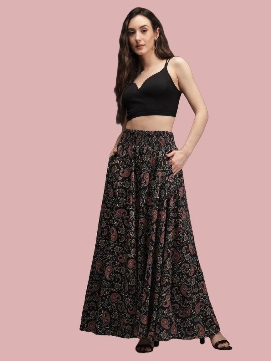 Women Flared Brown Viscose Rayon Trousers-image-34