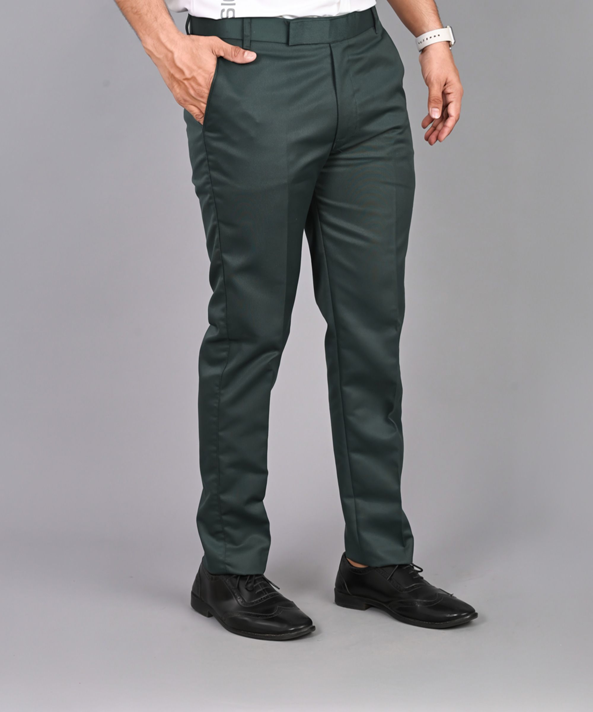 fubar Men Regular Fit Green Viscose Rayon Trousers-picture-17