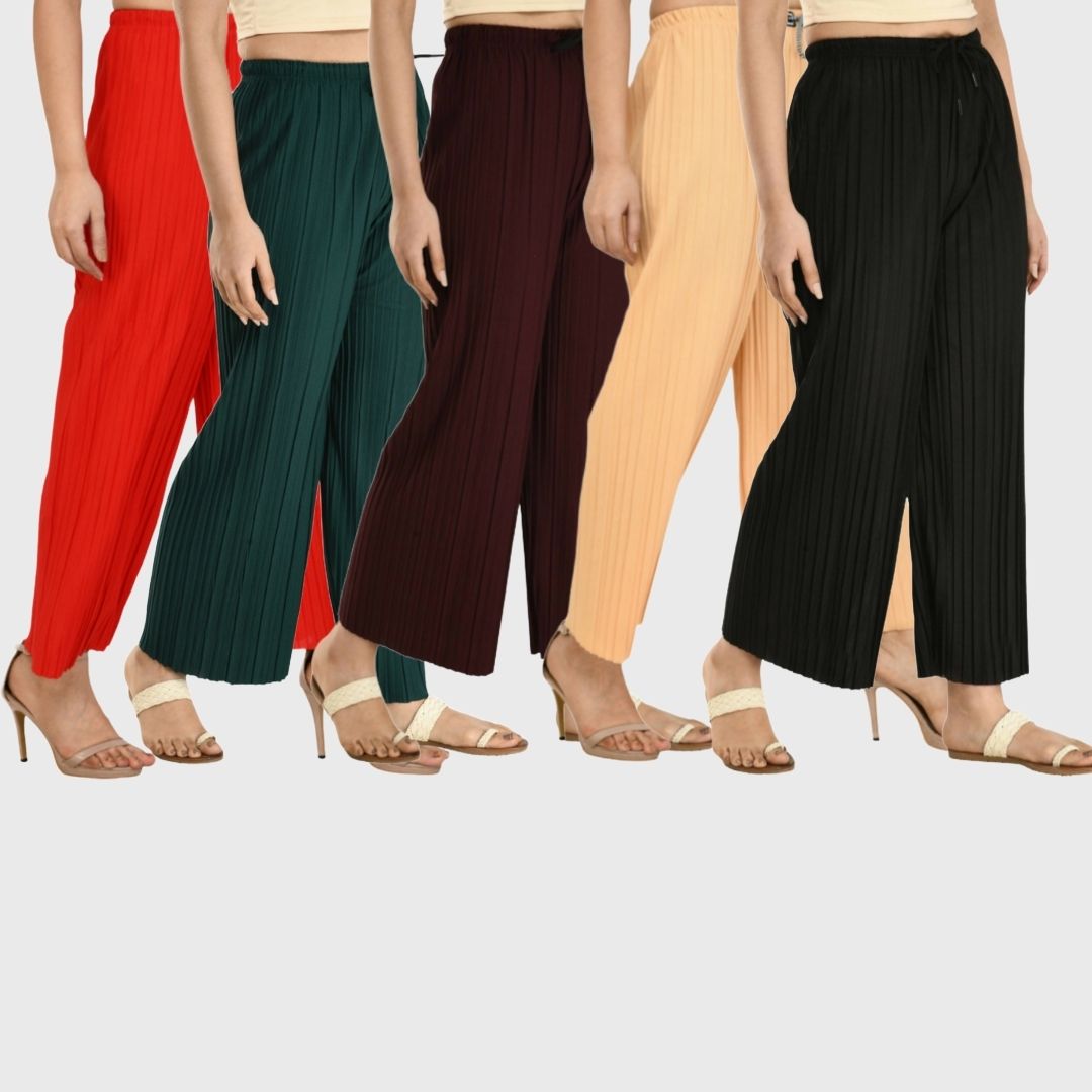 superfast d Pack of 5 Women Regular Fit Multicolor Lycra Blend Trousers-picture-36
