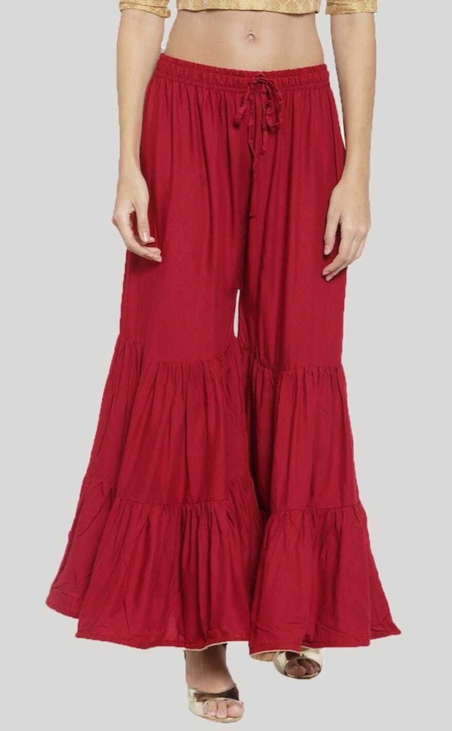 rangkriti Women Flared Maroon Viscose Rayon Trousers-picture-17